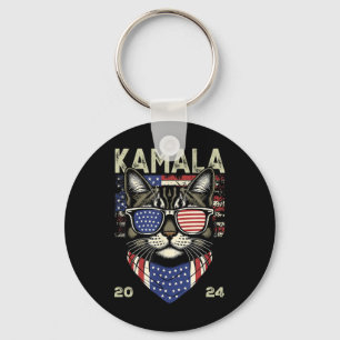 Llavero Gato Lady Kamala-harris 2024 Bandera estadounidens