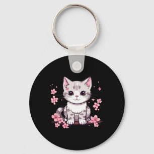 Llavero Gato lindo con flores de cerezo en gato infantil