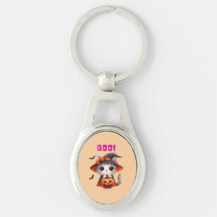 Llavero Gato lindo de Halloween con calabaza y decoración 