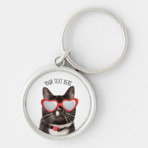 Llavero Gato lindo en gafas cardíacas