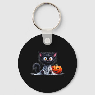 Llavero Gato Lindo Gatito Fantasma Calabaza Negra de Hallo