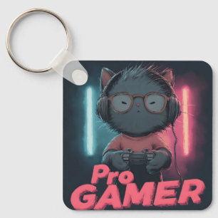 Llavero Gato lindo "Pro Gamer" con audífonos