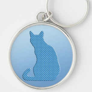 Llavero Gato loco - tonos de azul