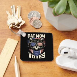Llavero Gato Mamá vota banderas electorales americanas