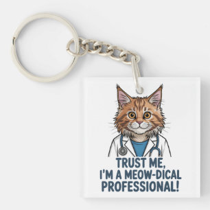 Llavero Gato médico divertido ilustración de humor médico