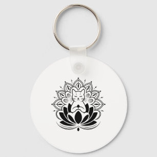 Llavero Gato Meditando Flor de Loto Zen Yoga Entusiasta Te