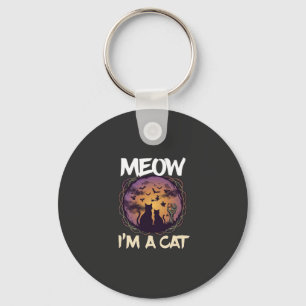 Llavero Gato Meow Halloween Noche Bruja Calabaza_1