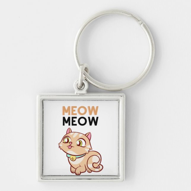 Llavero Gato miau marrón lindo (Frente)