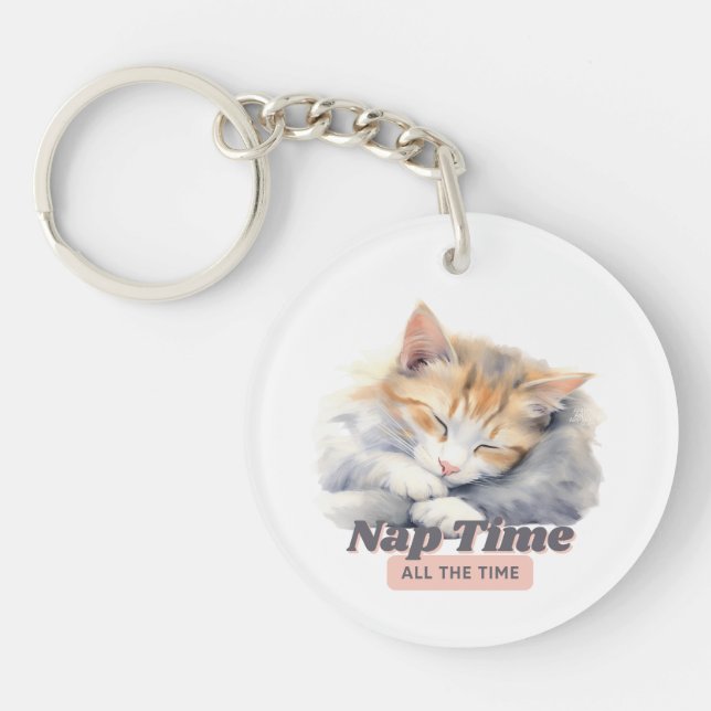 Llavero Gato "Nap Time All Time" Adorable (Frente)