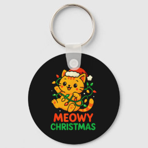 Llavero Gato Naranja Atigrado Lindo Navidad Meowy