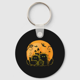 Llavero Gato Negro Calabaza Luna Halloween Disfraces Cat L