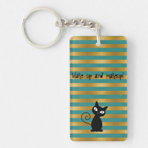 Llavero Gato negro caprichoso, rayas-Despierta y maquillaj