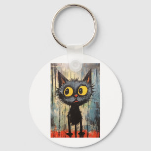 Llavero Gato negro con ojos amarillos