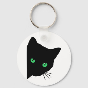 Llavero gato negro con ojos verdes