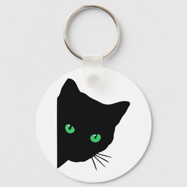 Llavero gato negro con ojos verdes (Anverso)