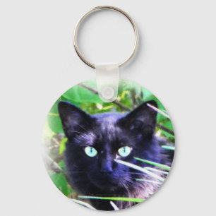 Llavero Gato negro con ojos verdes llamativos