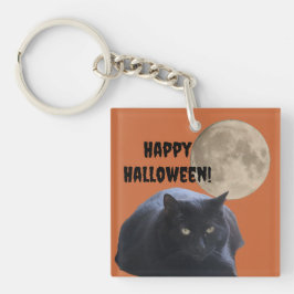 Llavero Gato negro de la luna llena de Halloween