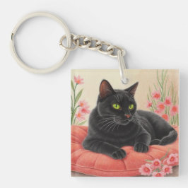 Llavero Gato negro descansando