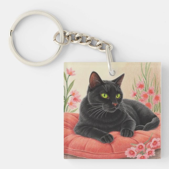 Llavero Gato negro descansando (Frente)