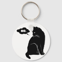 Llavero Gato Negro Dice No - Regalo Divertido para Amantes