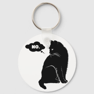 Llavero Gato Negro Dice No - Regalo Divertido para Amantes