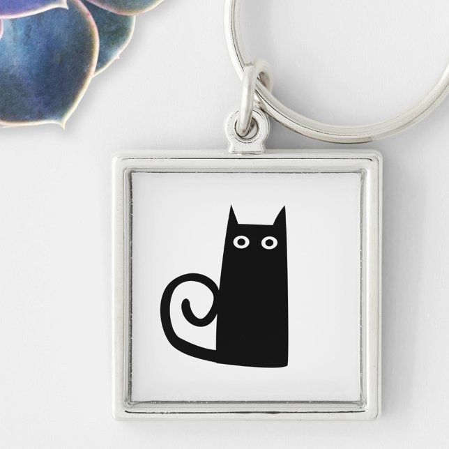 Llavero Gato negro divertido (Fun Black Cat keychain)