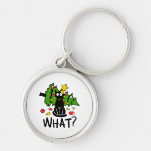 Llavero Gato Negro Divertido Árbol de Navidad Alegre Santa