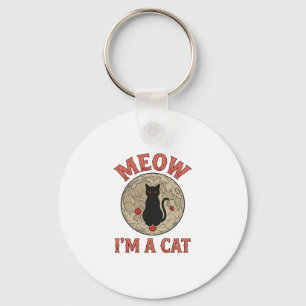 Llavero Gato Negro Divertido Luna Diseño Vintage Halloween