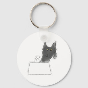 Llavero Gato Negro en Bolsa de Papel Arte con Lápiz