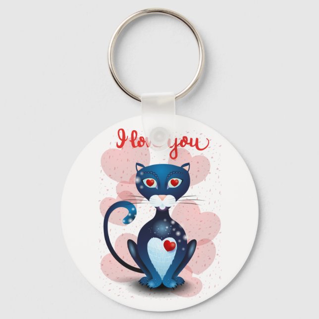 Llavero Gato negro enamorado (Anverso)