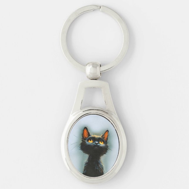 Llavero Gato negro encantado (Anverso)