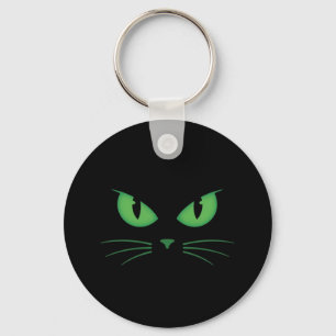 Llavero Gato negro espeluznante ojos verdes