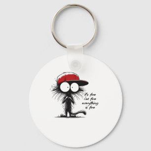 Llavero Gato negro está bien estoy bien todo está bien