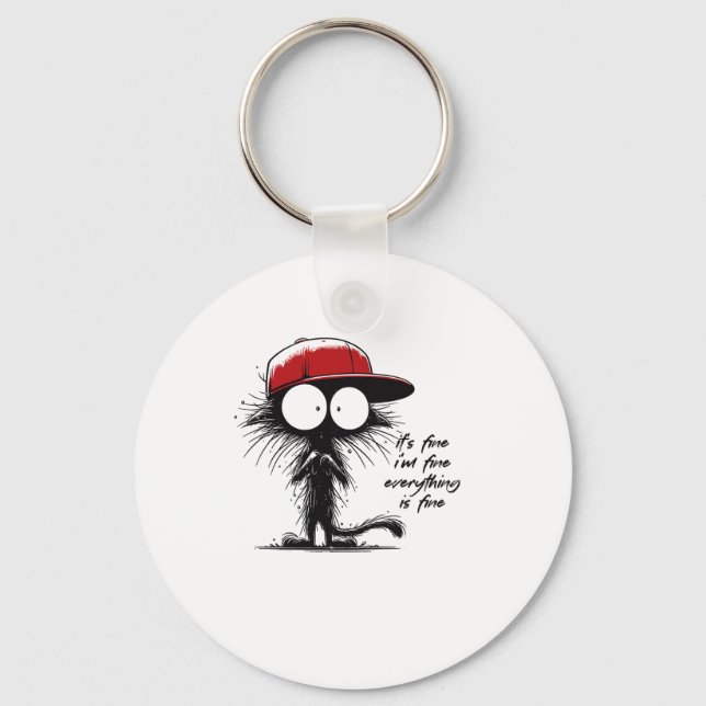 Llavero Gato negro está bien estoy bien todo está bien (Anverso)