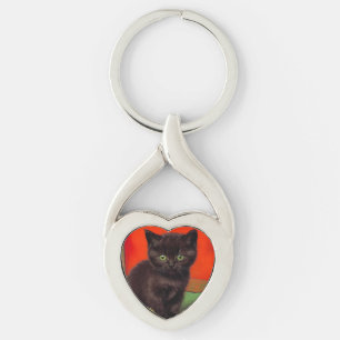 Llavero Gato negro estilo Van Gogh