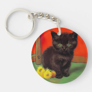 Llavero Gato negro estilo Van Gogh