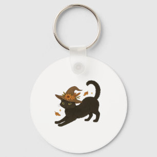Llavero Gato negro estirándose � Camiseta clásica de otoño