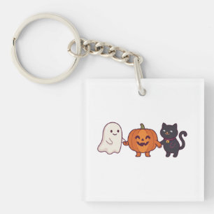Llavero Gato Negro Fantasma Lindo y Jack O Lantern Hallowe