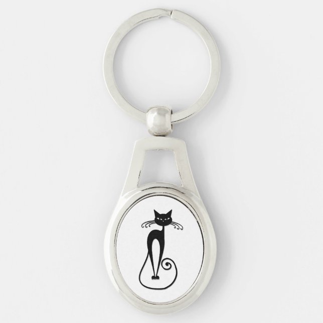 Llavero Gato negro flaco caprichoso (Anverso)