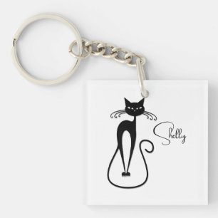 Llavero Gato negro flaco caprichoso personal