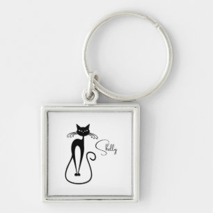 Llavero Gato negro flaco caprichoso personal