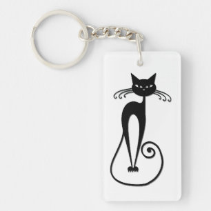 Llavero Gato negro flaco y caprichoso