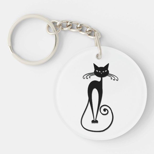 Llavero Gato negro flaco y caprichoso (Frente)