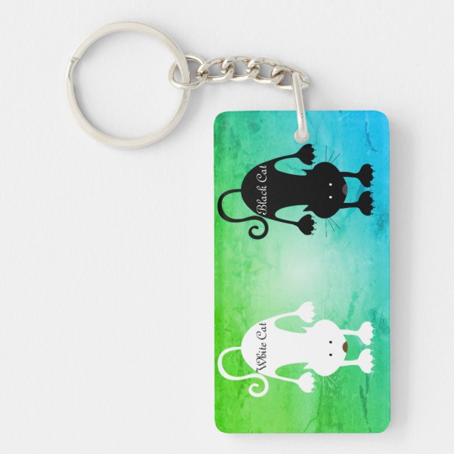 Llavero Gato negro | Gato blanco (Frente)