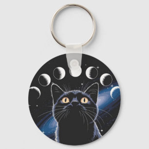 Llavero Gato negro gótico, regalo gótico, gato negro de la