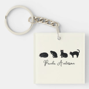 Llavero Gato negro gracioso personalizable