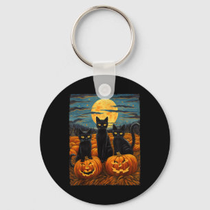Llavero Gato negro Halloween Gato ama a gato estrellado va