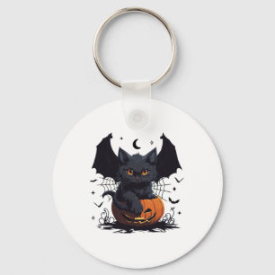 Llavero Gato negro lindo con alas de barba Jack O Lantern