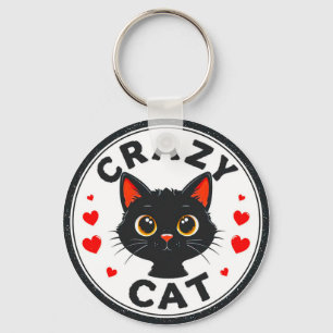 Llavero Gato negro lindo con corazones