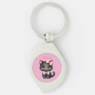 Llavero Gato negro lindo con reverencia para la decoración